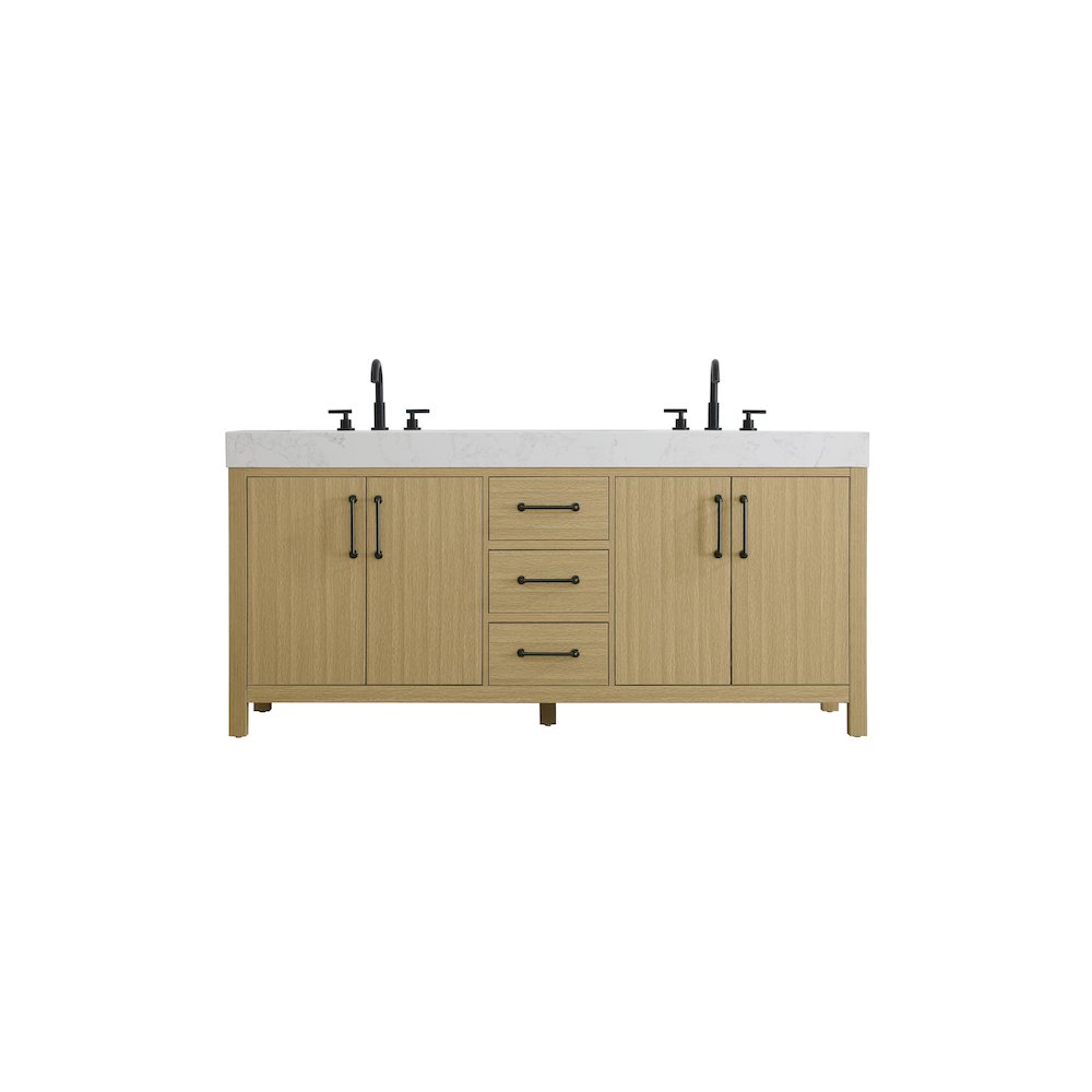 72 inch Double Bathroom Vanity In Honey Brown. Picture 1