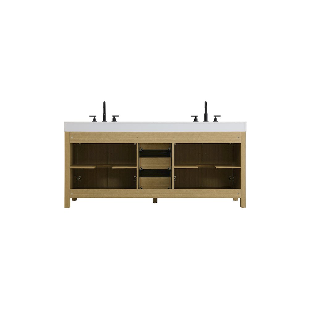 72 inch Double Bathroom Vanity In Honey Brown. Picture 12