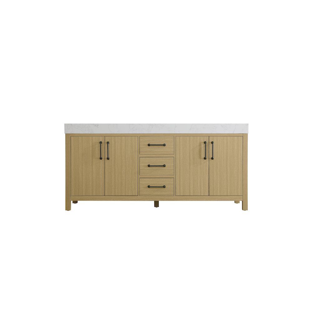 72 inch Double Bathroom Vanity In Honey Brown. Picture 5