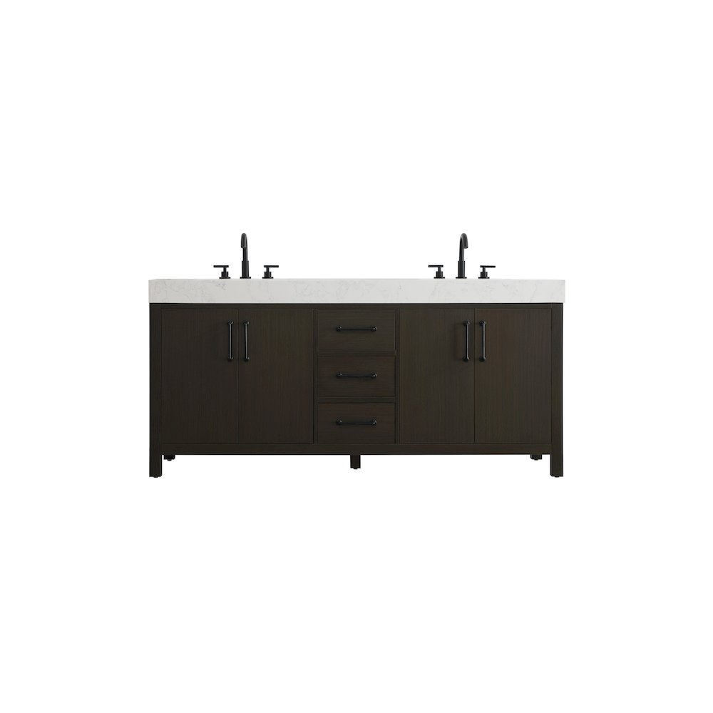 72 inch Double Bathroom Vanity In Mocha Brown. Picture 1