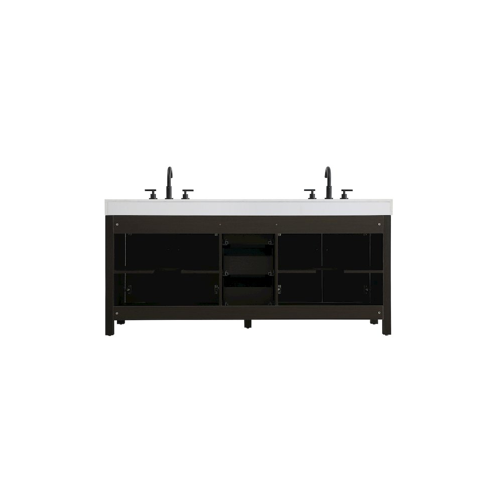 72 inch Double Bathroom Vanity In Mocha Brown. Picture 12