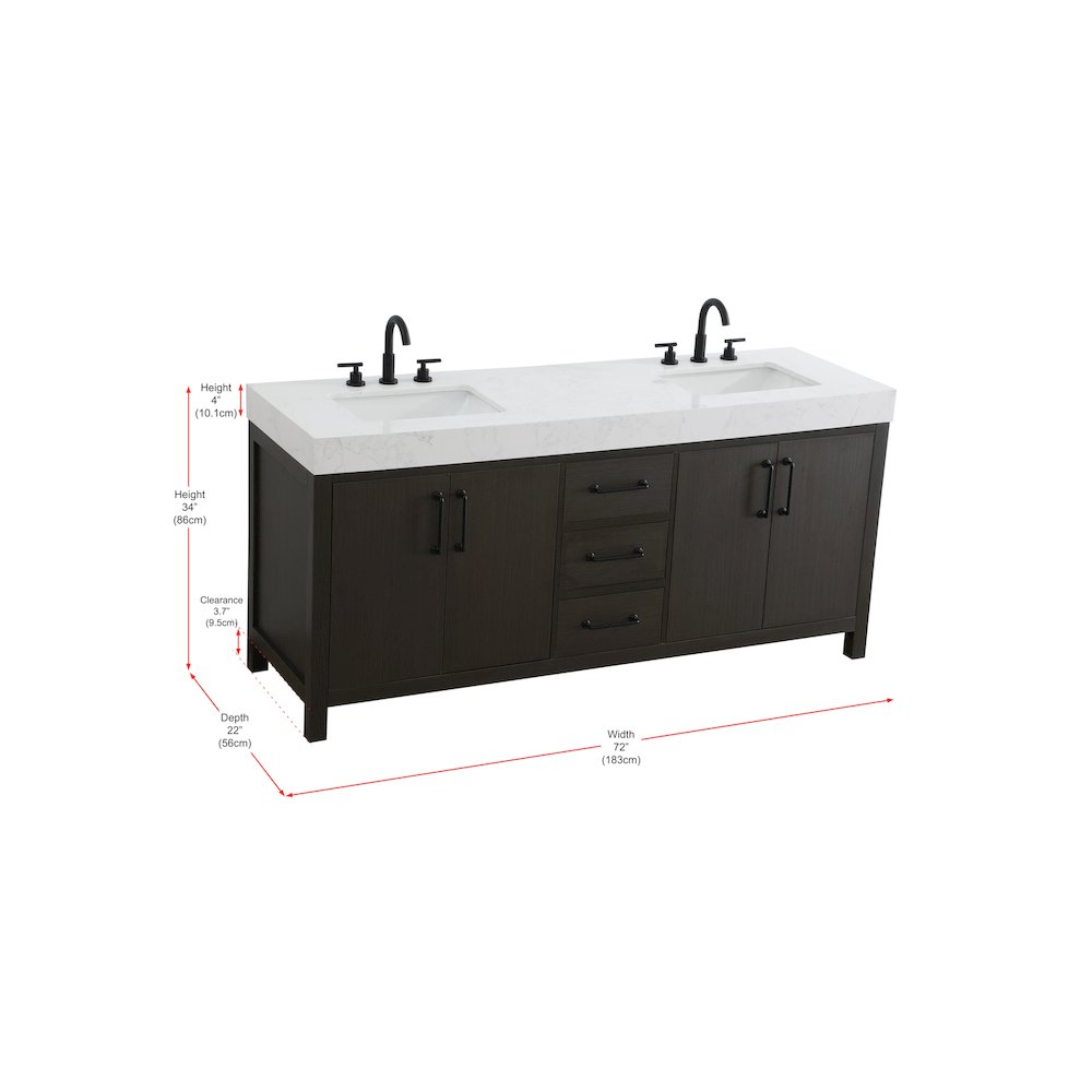 72 inch Double Bathroom Vanity In Mocha Brown. Picture 13