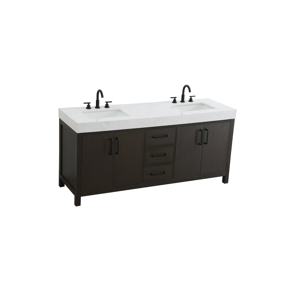 72 inch Double Bathroom Vanity In Mocha Brown. Picture 6