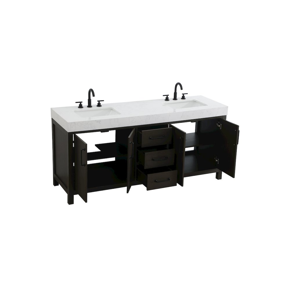 72 inch Double Bathroom Vanity In Mocha Brown. Picture 7