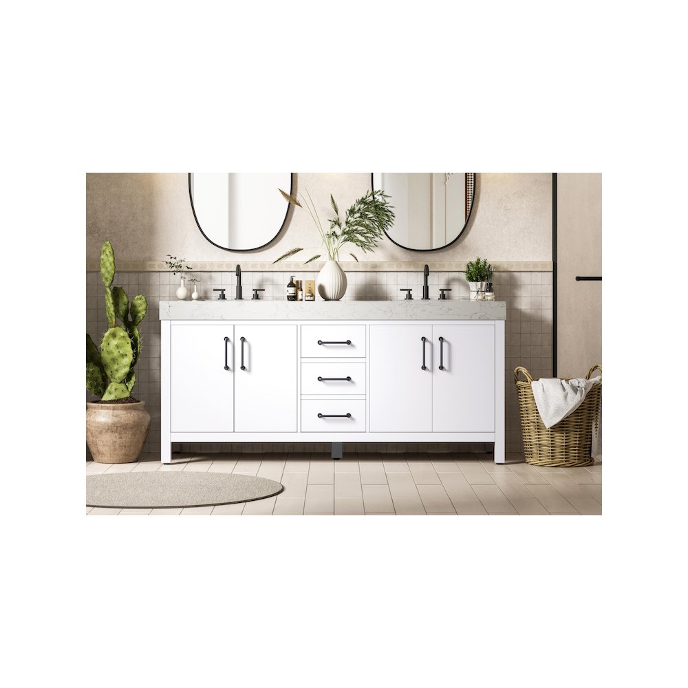 72 inch Double Bathroom Vanity In White. Picture 2