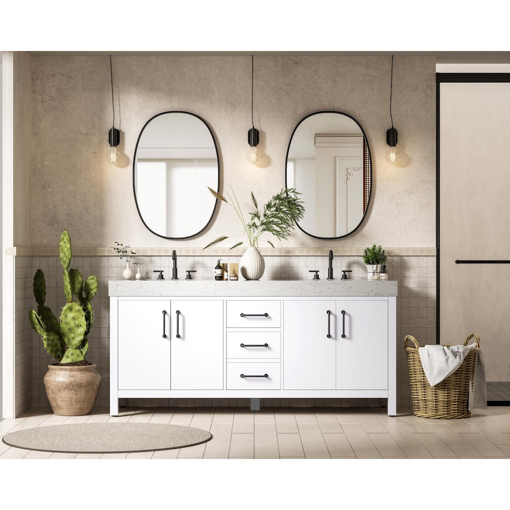 72 inch Double Bathroom Vanity In White. Picture 4