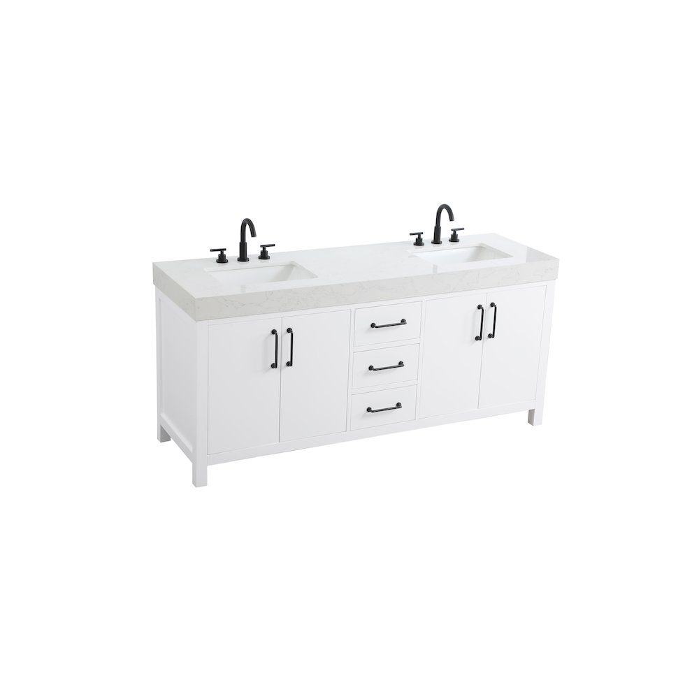 72 inch Double Bathroom Vanity In White. Picture 6