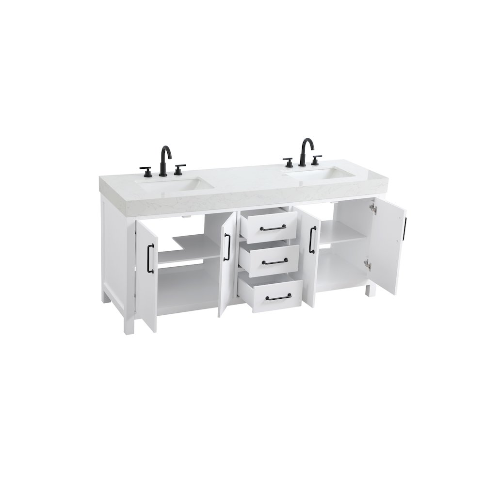 72 inch Double Bathroom Vanity In White. Picture 7