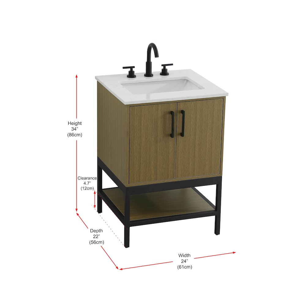 24 Inch Single Bathroom Vanity In Chestnut Brown. Picture 13
