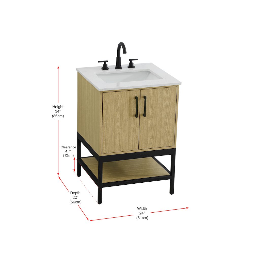 24 Inch Single Bathroom Vanity In Honey Brown. Picture 13