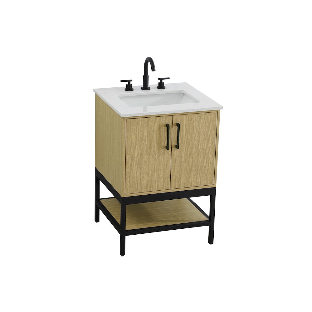 24 Inch Single Bathroom Vanity In Honey Brown. Picture 6