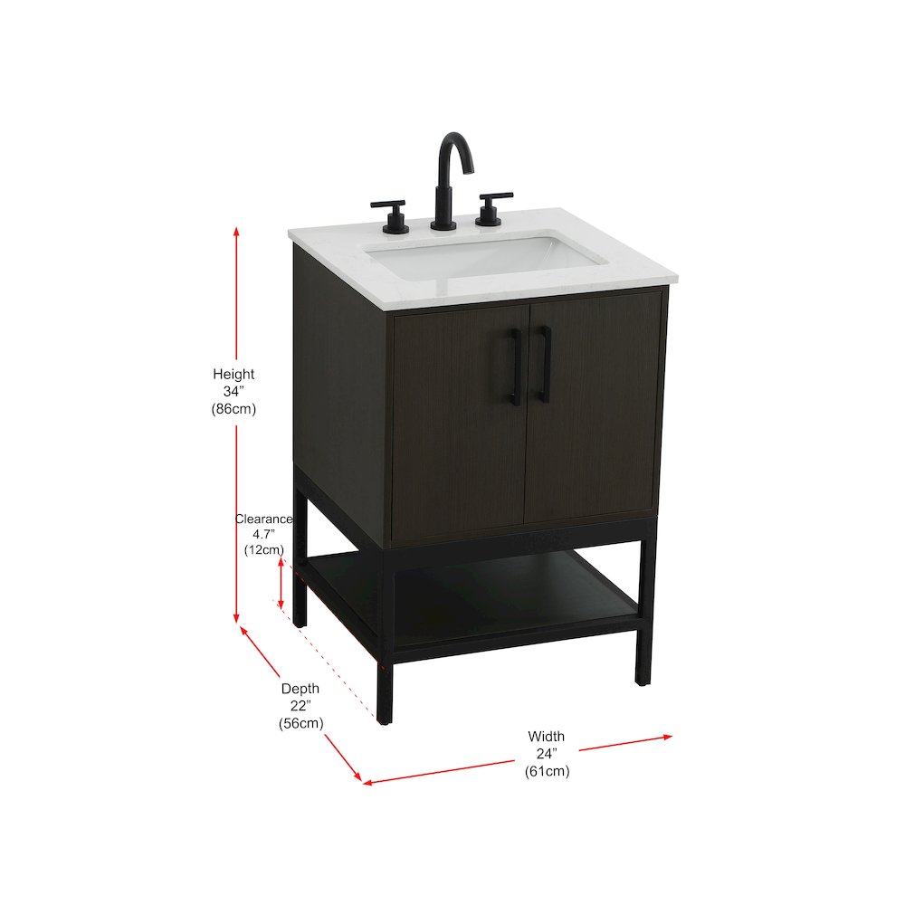 24 Inch Single Bathroom Vanity In Mocha Brown. Picture 13