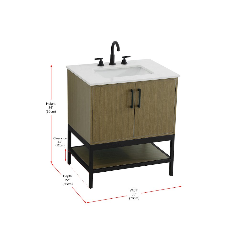 30 Inch Single Bathroom Vanity In Chestnut Brown. Picture 13