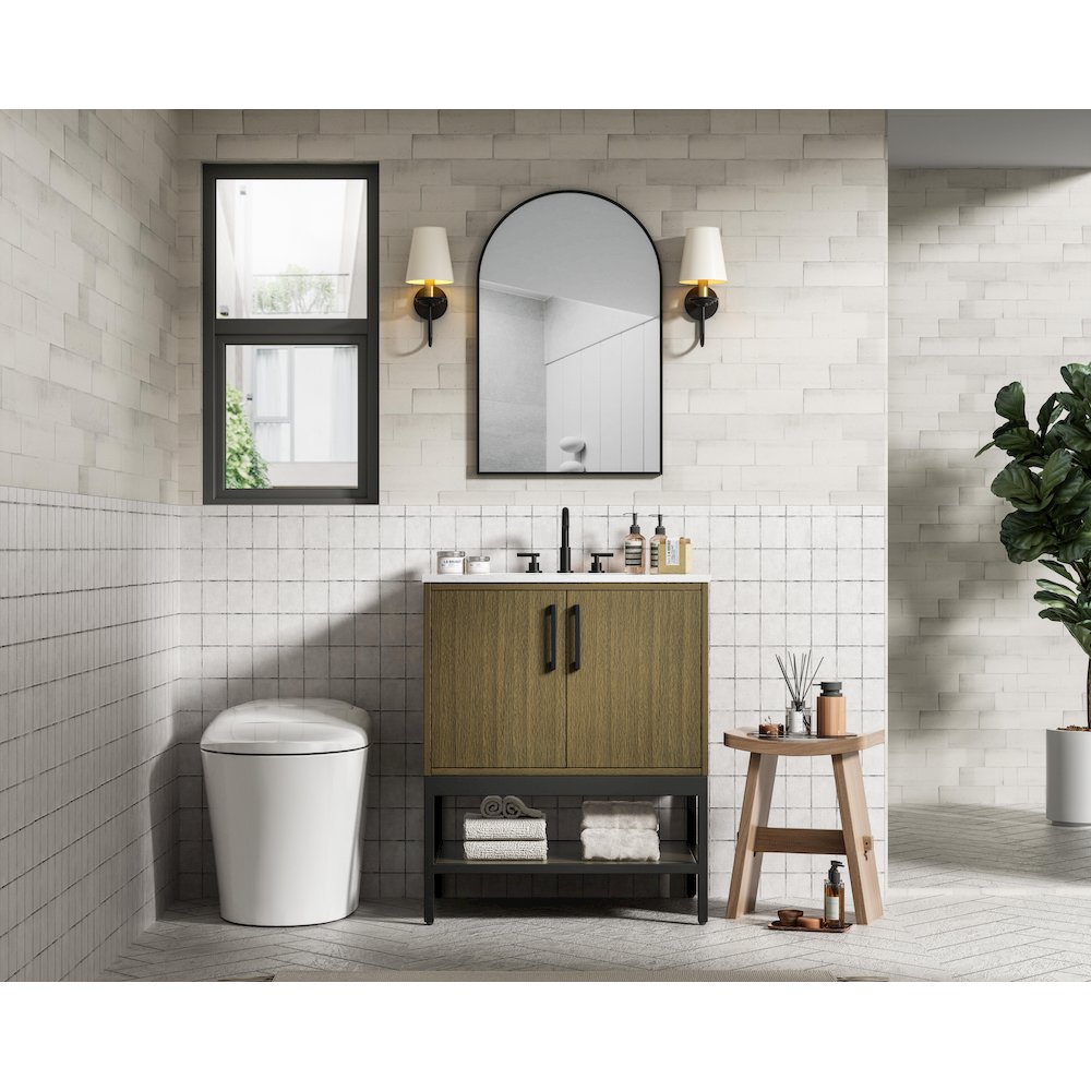 30 Inch Single Bathroom Vanity In Chestnut Brown. Picture 4