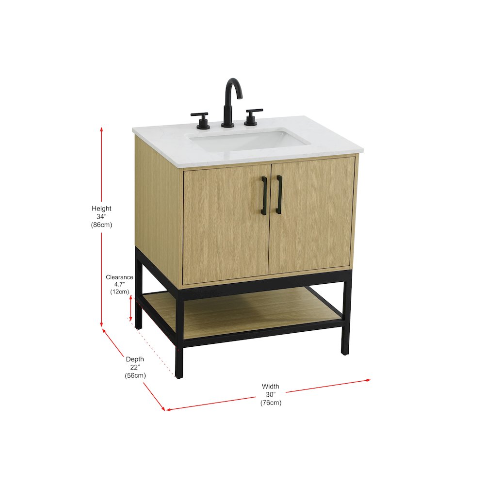30 Inch Single Bathroom Vanity In Honey Brown. Picture 13