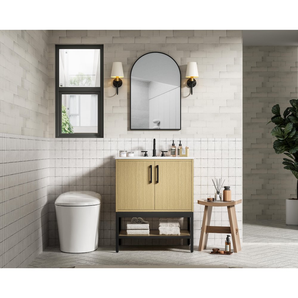 30 Inch Single Bathroom Vanity In Honey Brown. Picture 4