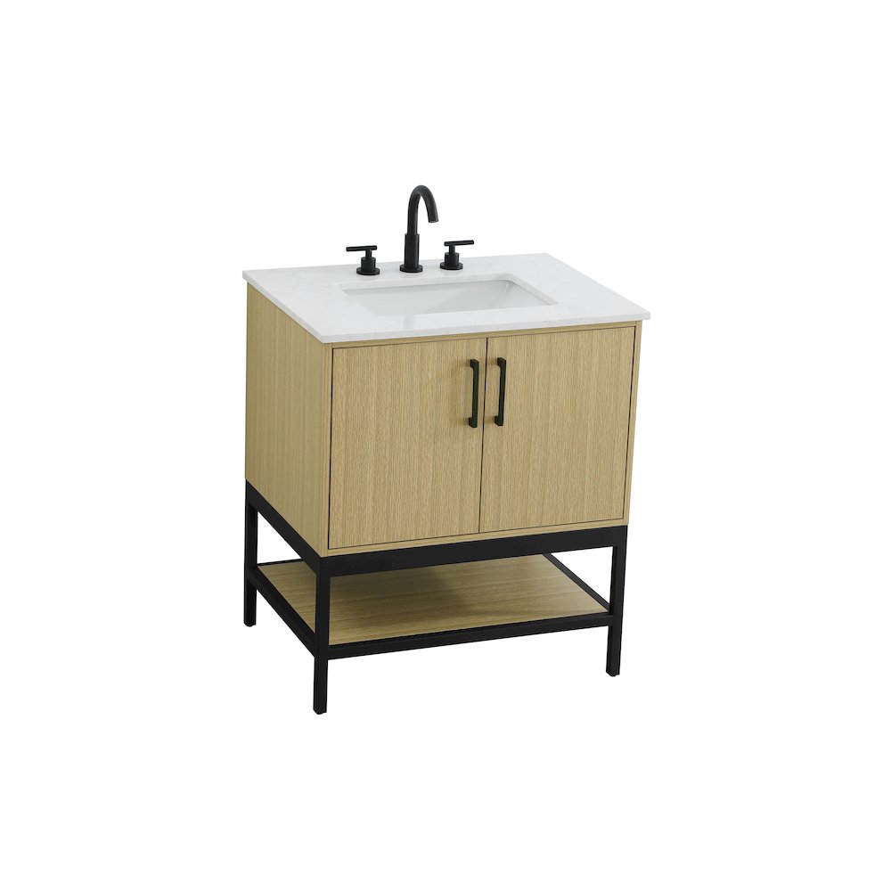 30 Inch Single Bathroom Vanity In Honey Brown. Picture 6