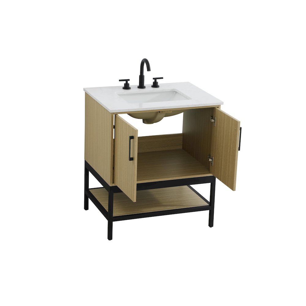 30 Inch Single Bathroom Vanity In Honey Brown. Picture 7