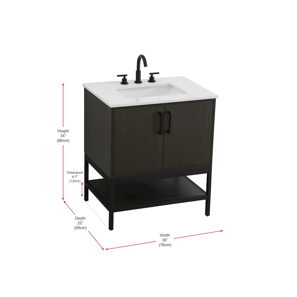30 Inch Single Bathroom Vanity In Mocha Brown. Picture 13