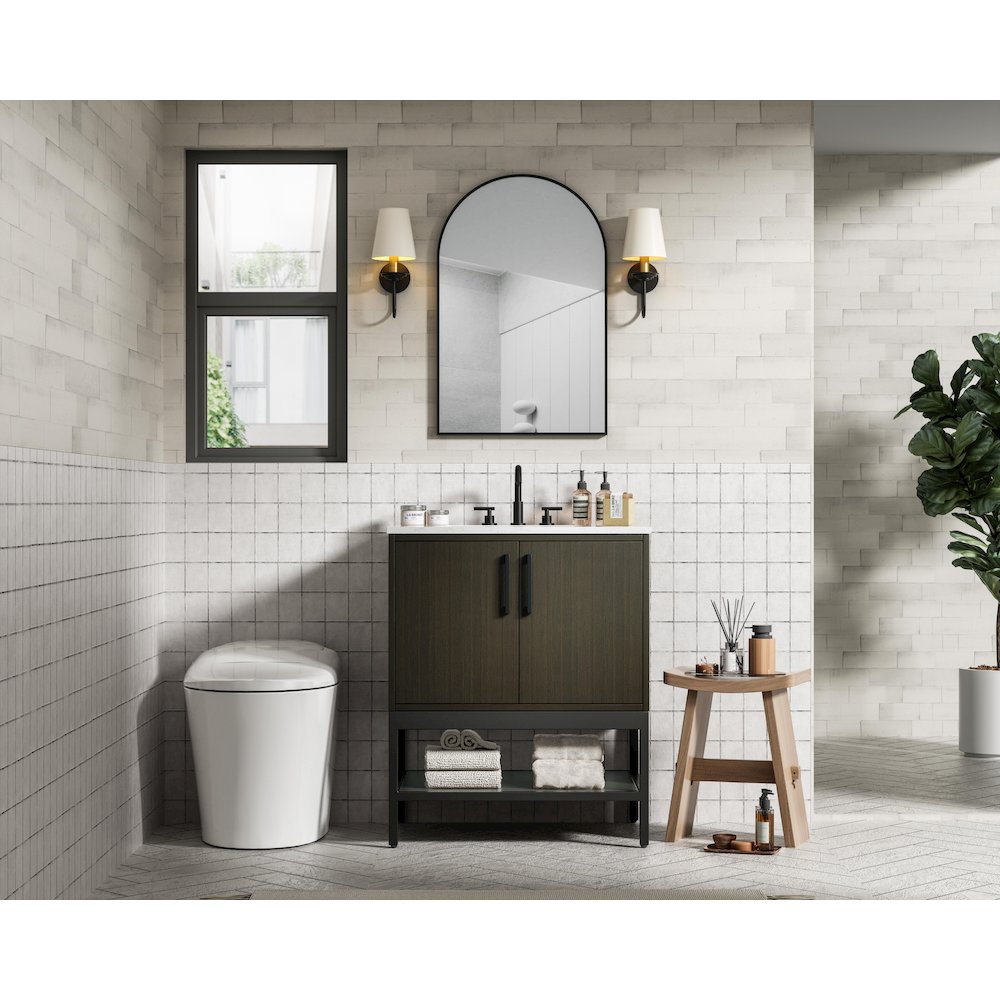 30 Inch Single Bathroom Vanity In Mocha Brown. Picture 4