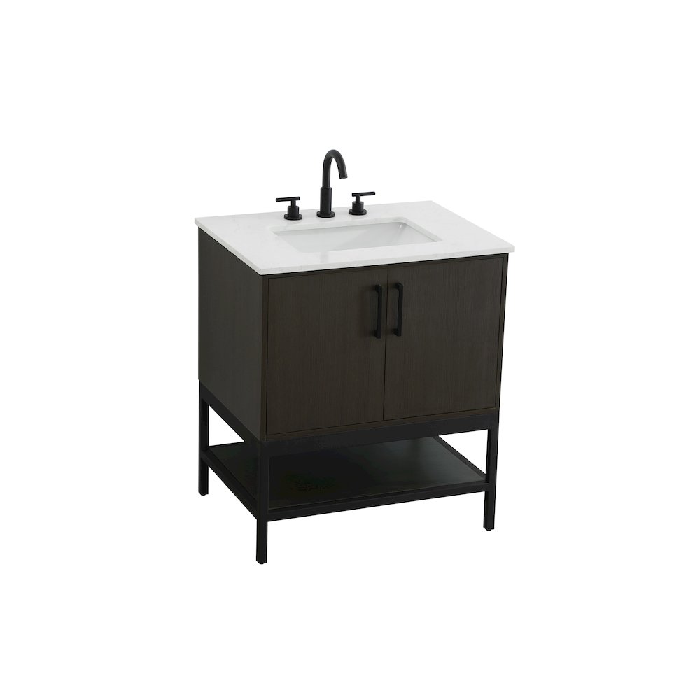30 Inch Single Bathroom Vanity In Mocha Brown. Picture 6