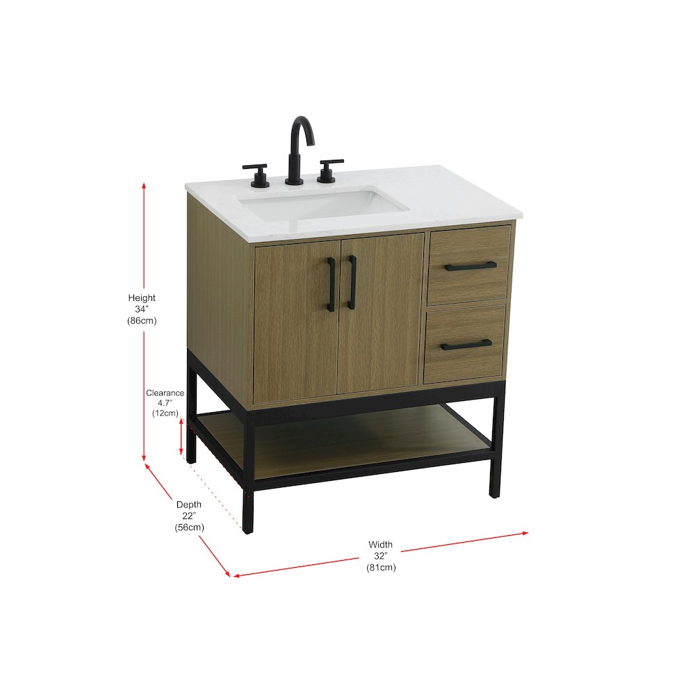 32 Inch Single Bathroom Vanity In Chestnut Brown. Picture 13