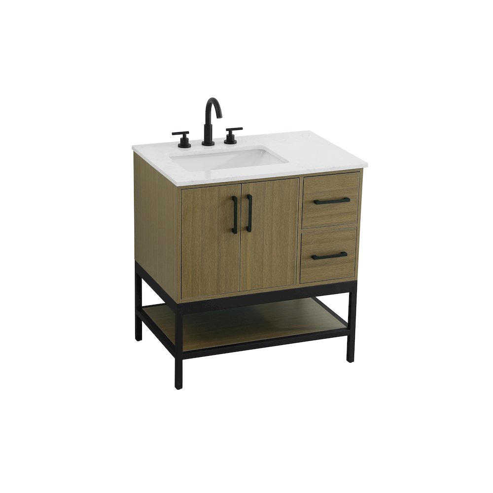 32 Inch Single Bathroom Vanity In Chestnut Brown. Picture 6