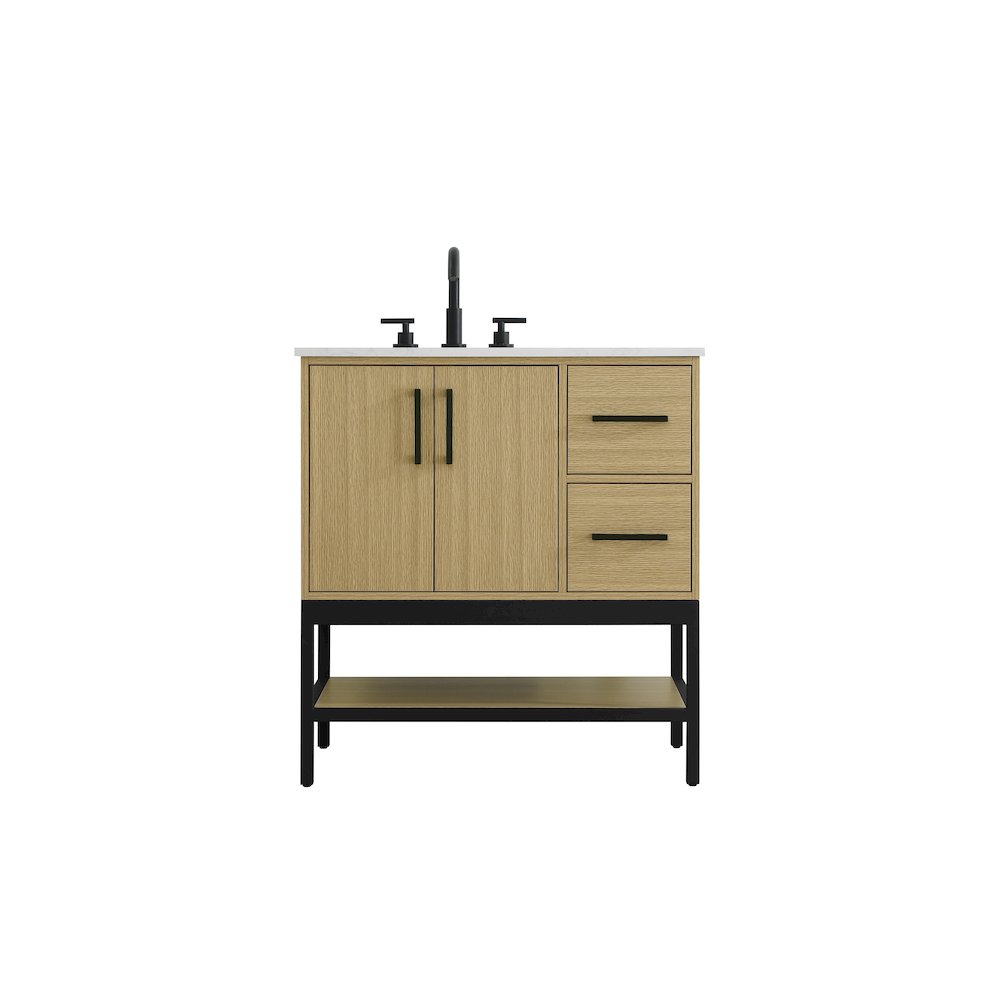 32 Inch Single Bathroom Vanity In Honey Brown. Picture 1