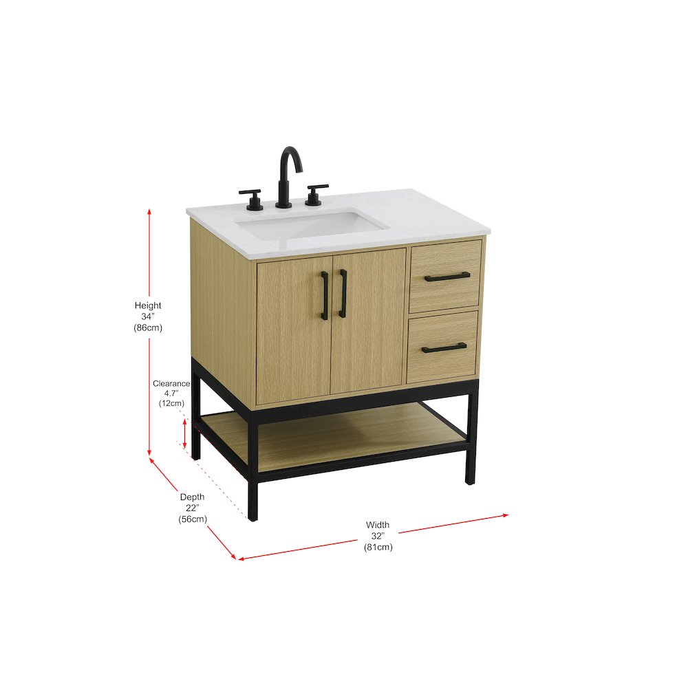 32 Inch Single Bathroom Vanity In Honey Brown. Picture 13