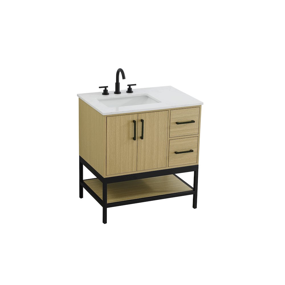 32 Inch Single Bathroom Vanity In Honey Brown. Picture 6