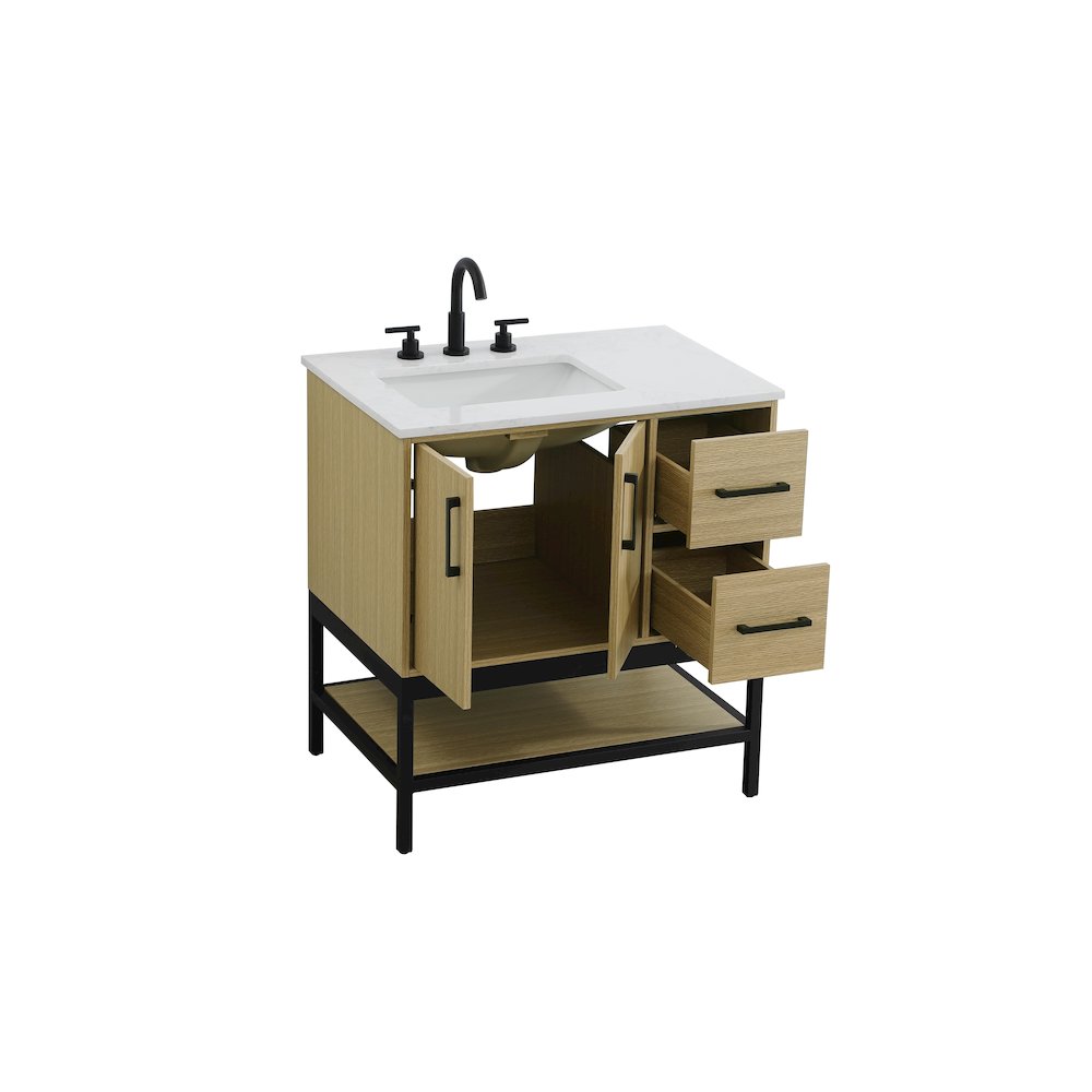32 Inch Single Bathroom Vanity In Honey Brown. Picture 7