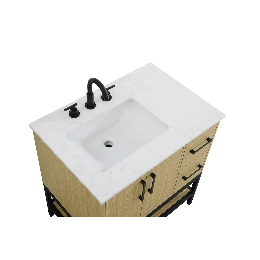32 Inch Single Bathroom Vanity In Honey Brown. Picture 8