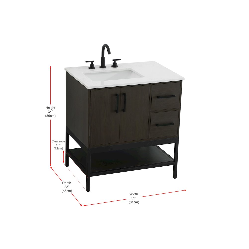 32 Inch Single Bathroom Vanity In Mocha Brown. Picture 13
