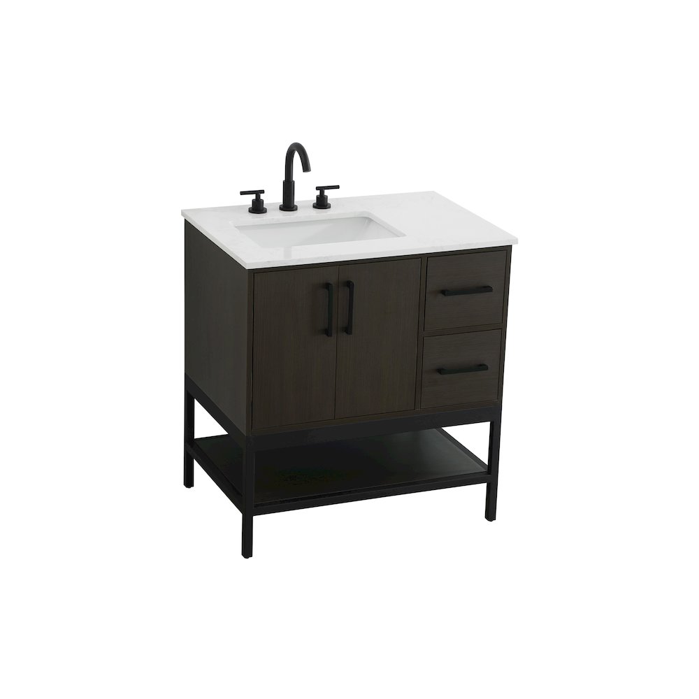 32 Inch Single Bathroom Vanity In Mocha Brown. Picture 6