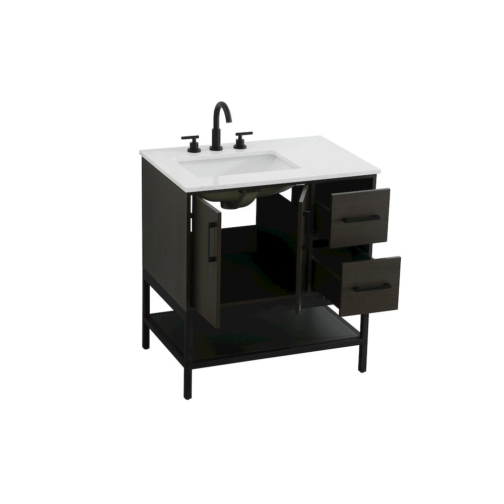 32 Inch Single Bathroom Vanity In Mocha Brown. Picture 7