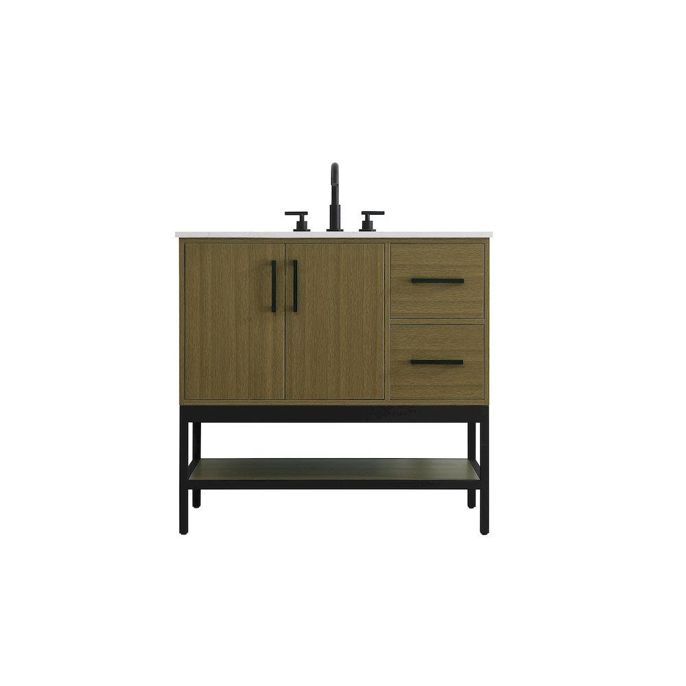 36 Inch Single Bathroom Vanity In Chestnut Brown. Picture 1