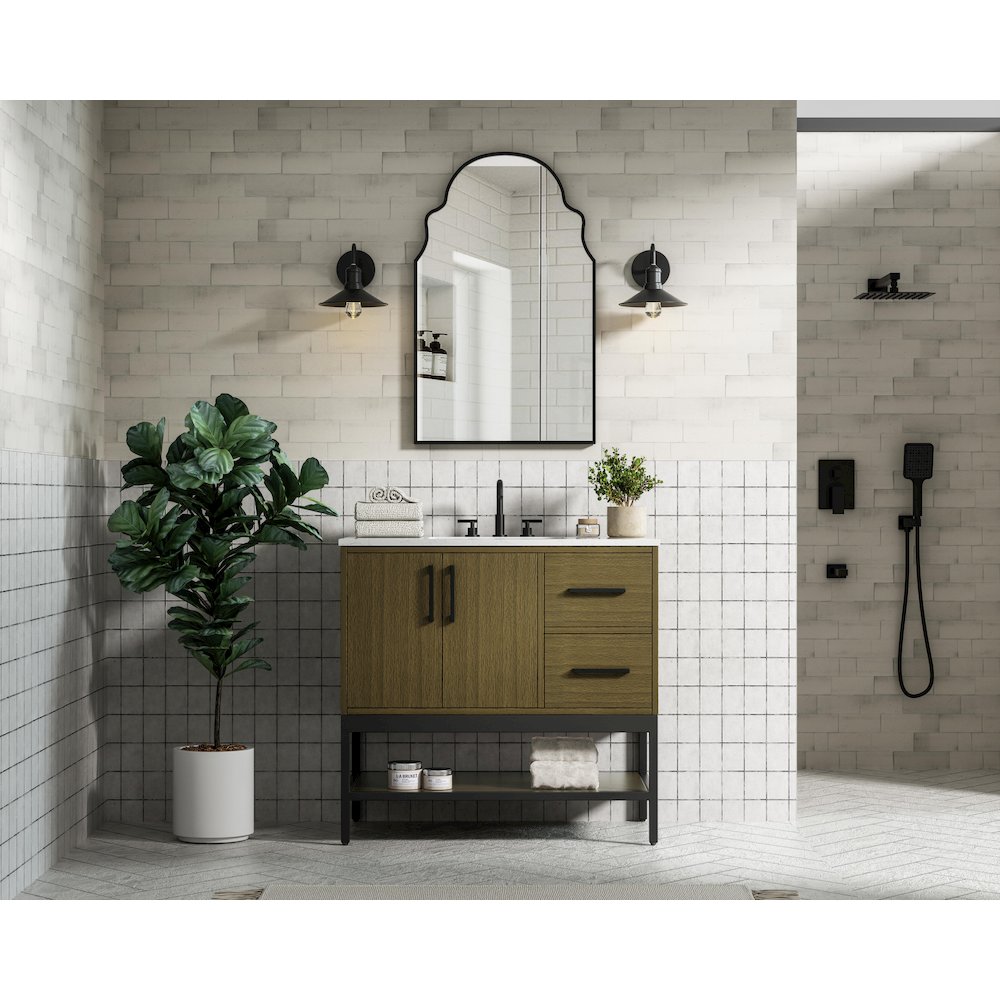 36 Inch Single Bathroom Vanity In Chestnut Brown. Picture 4