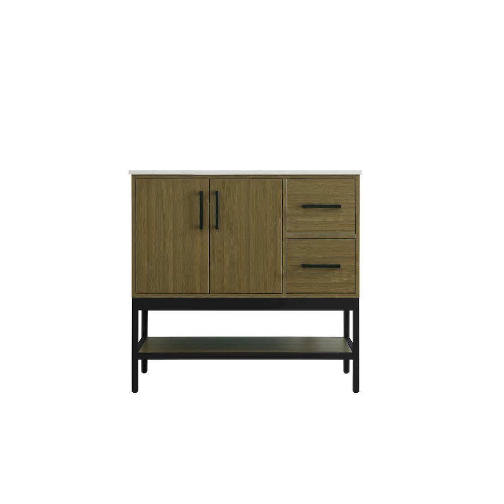 36 Inch Single Bathroom Vanity In Chestnut Brown. Picture 5