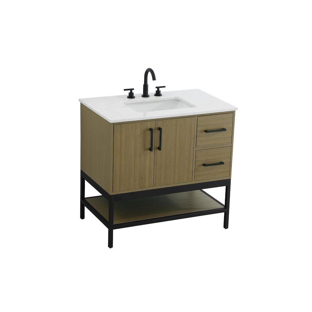 36 Inch Single Bathroom Vanity In Chestnut Brown. Picture 6