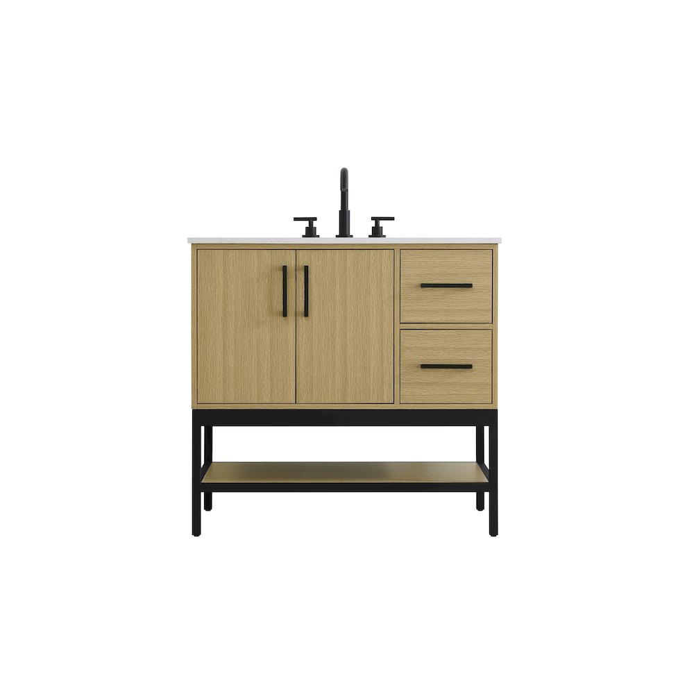 36 Inch Single Bathroom Vanity In Honey Brown. Picture 1