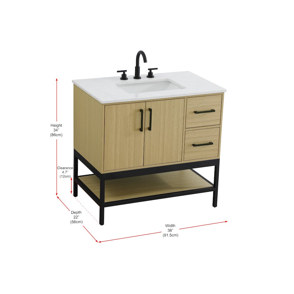 36 Inch Single Bathroom Vanity In Honey Brown. Picture 13
