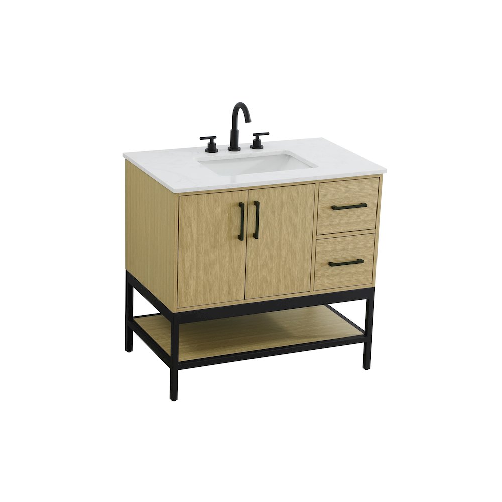 36 Inch Single Bathroom Vanity In Honey Brown. Picture 6