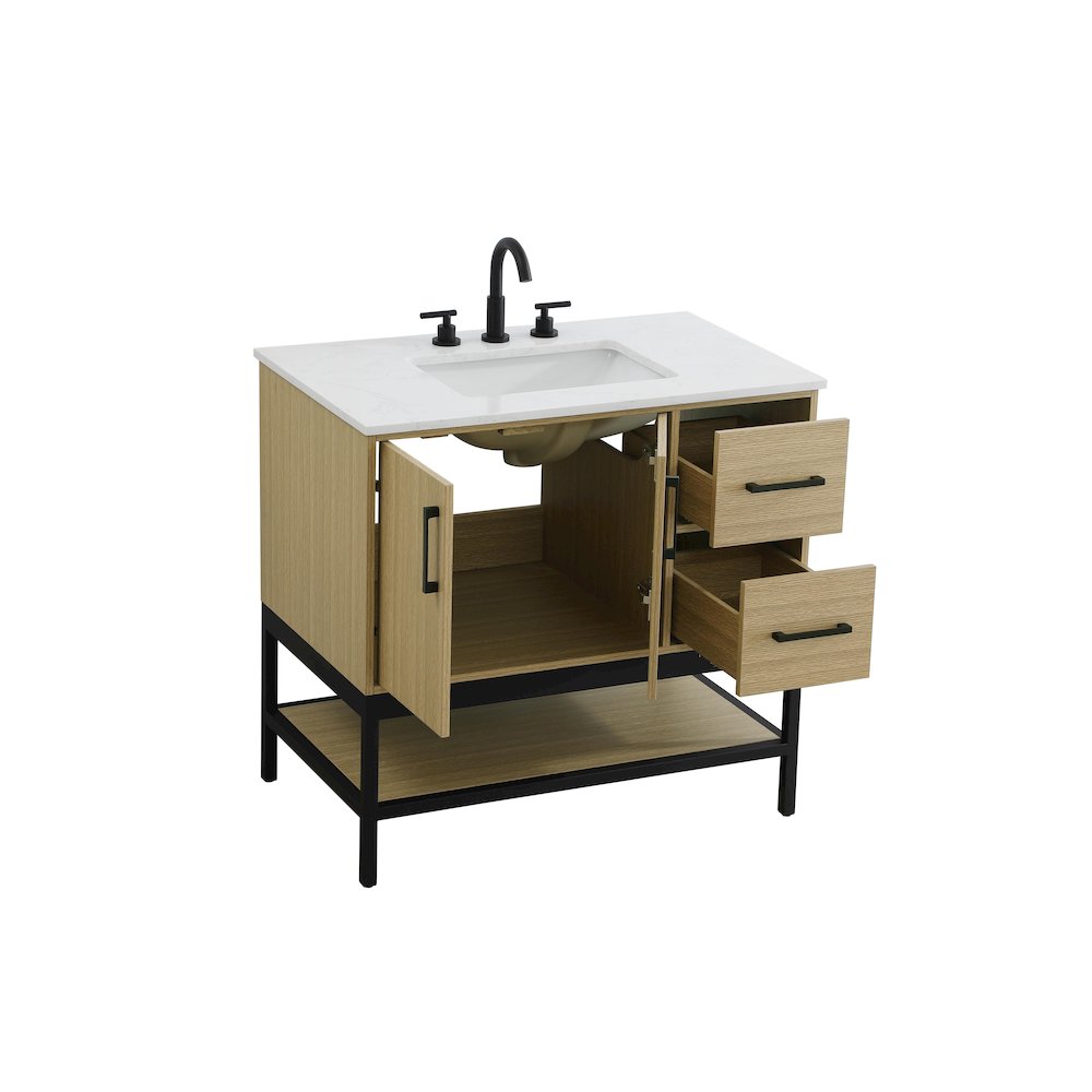 36 Inch Single Bathroom Vanity In Honey Brown. Picture 7