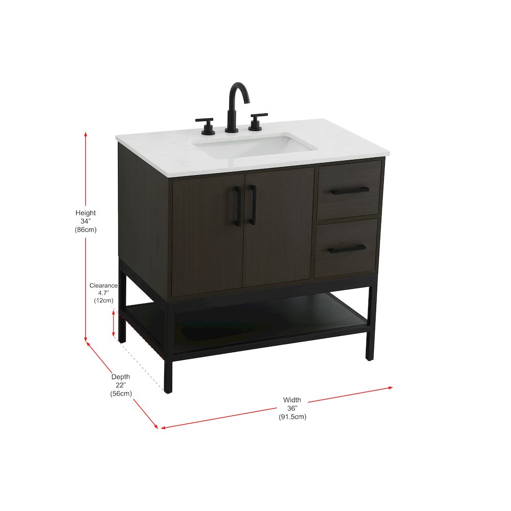 36 Inch Single Bathroom Vanity In Mocha Brown. Picture 13