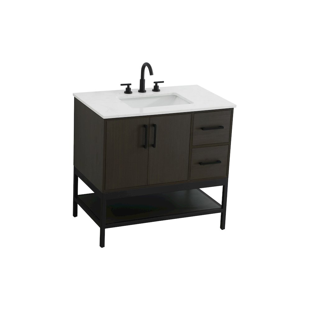 36 Inch Single Bathroom Vanity In Mocha Brown. Picture 6