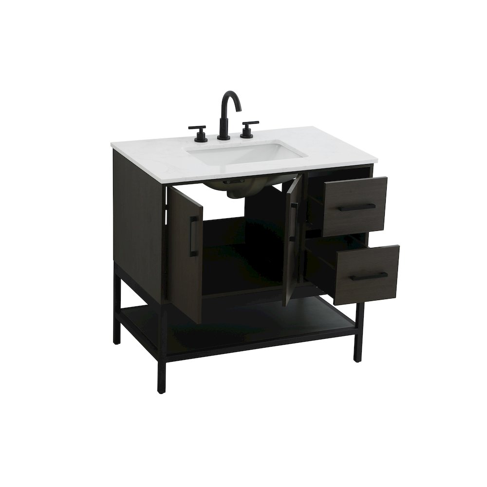36 Inch Single Bathroom Vanity In Mocha Brown. Picture 7