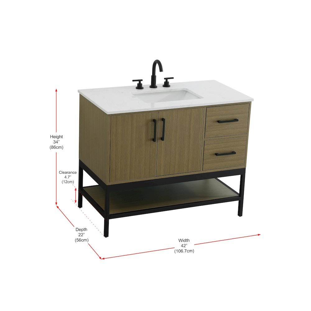 42 Inch Single Bathroom Vanity In Chestnut Brown. Picture 13