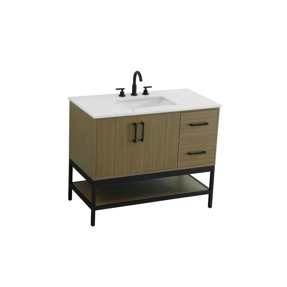 42 Inch Single Bathroom Vanity In Chestnut Brown. Picture 6