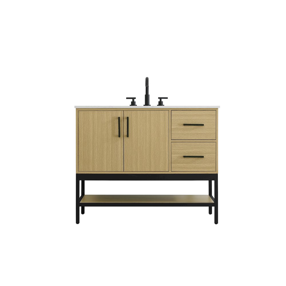 42 Inch Single Bathroom Vanity In Honey Brown. Picture 1