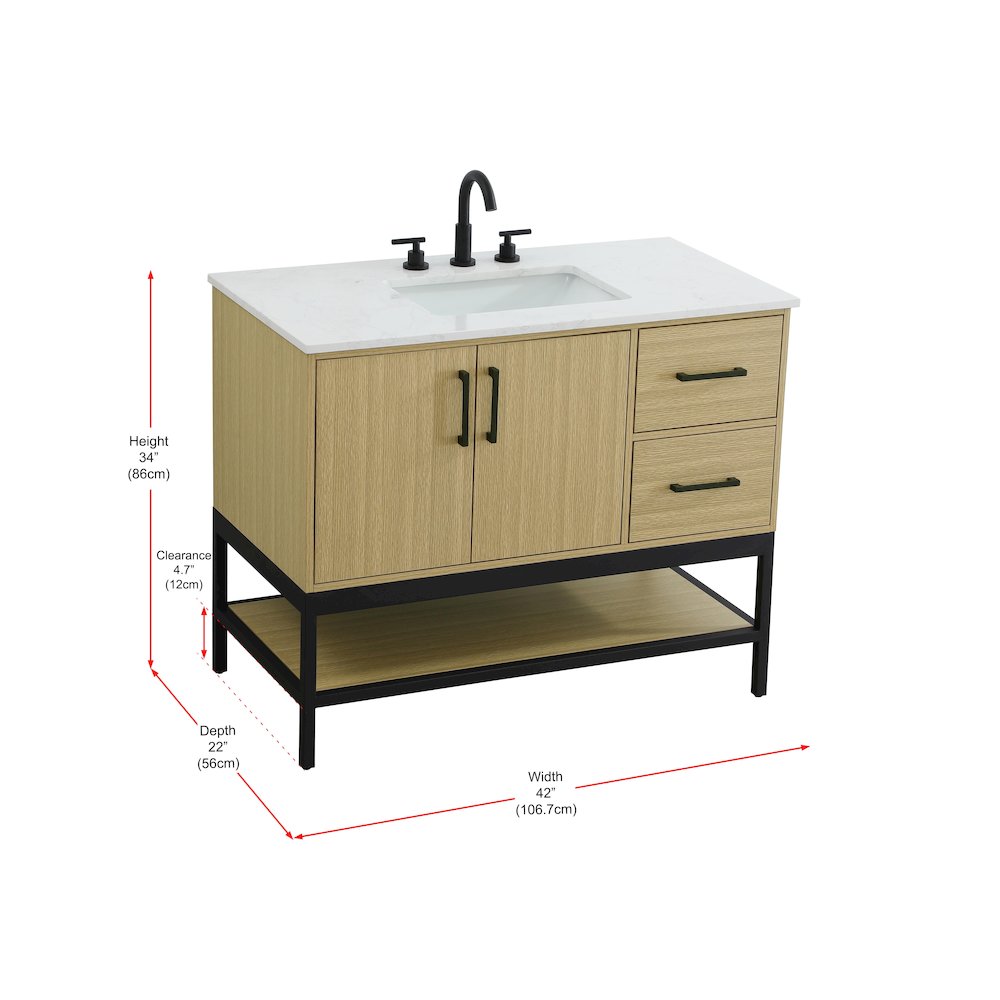 42 Inch Single Bathroom Vanity In Honey Brown. Picture 13